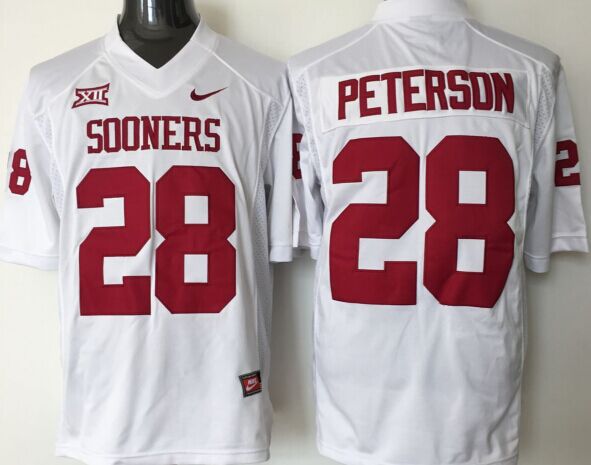 Men Oklahoma Sooners #28 Peterson White Nike 2025 NCAA Jersey